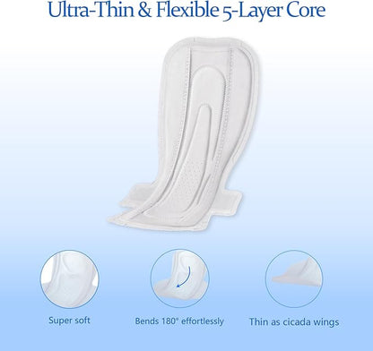 MODAL Heavy Flow Pads for Women Overnight, Unscented Sanitary Pads for Period with Wings, 16.5 Inch(420 mm), Extra Heavy Overnight, 8 Count