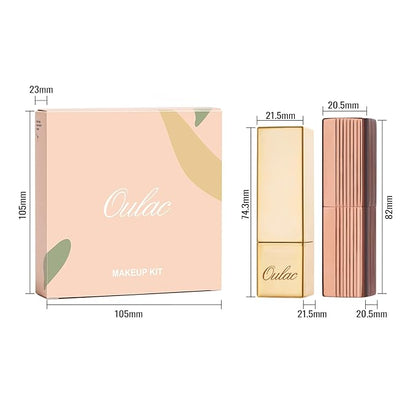 Oulac Metallic Brown Lipstick Set 3PCS, Comfortable Creamy Texture, Smooth No Grainy Feeling, Vegan & Gluten Free, Full-Coverage Lip Makeup, 3 X 4.3 g, 604+24+GM10