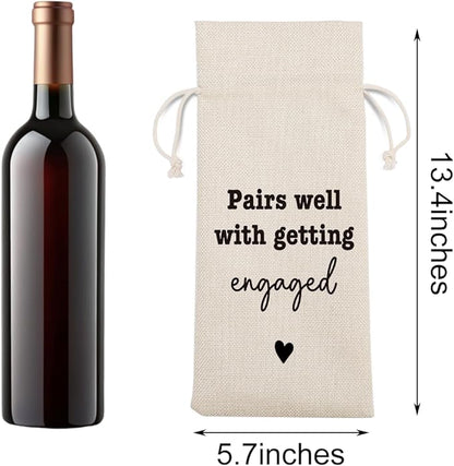 Engagement Wine Gift Bag Wedding Engaged Gifts for Newlyweds Couple Women Men Bridal Shower Gifts for Bride and Groom Pairs Well with Wedding Planning Getting Engaged Wine Bags