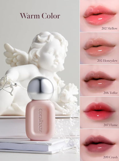 Dew Drop Tint #206 Toffee 4.5g, Glossy, Lightweight Lip Stain, Glass-Like, High Shine, Moisturizing Lip Oil, Long Lasting Color, Hydrating Gloss, Dewy Finish, Korean Beauty Makeup