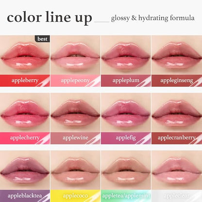 NOONI Korean Lip Oil - Applepeony | Long-Lasting, Moisturizing, Plumping, Revitalizing for Dry Lips, Waterproof, No Peel Off, Hydrating, Nourishing Crystal Clear, Stocking Stuffers 0.12 FL Oz