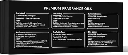 HIQILI Fragrance Oil, Gold Coast 6x10ml for Candle Scents Making, Scented Oils for Soy Candles Soap Slime Aromatherapy Diffuser, Premium Grade Essential Oil Set for Christmas Holiday