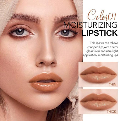 Light Beige Brown Tinted Lip Balm, Hydrating Sheer Soft Matte Finish Lipstick for Women, Creamy Natural Color Lip Tint Balm Lightweight And Non-greasy Lip Glow Long Lasting Waterproof for Dry Lips 01#