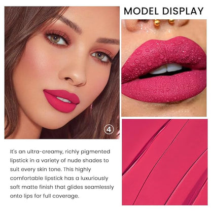 3 Pcs Matte Velvet Lipstick Set, Nude Long Lasting Matte Lipstick 24H Waterproof, Natural Lip Makeup, Non-Stick Lipstick Makeup for Women