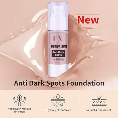 Anti-Dark Spot Liquid Foundation - Collagen Serum Foundation Infused with 2% Niacinamide, High Coverage For A Smooth & Satin Finish, 106 Light