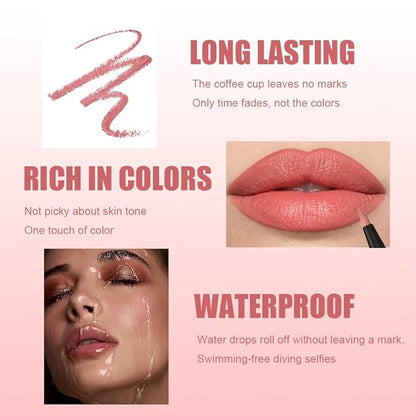 8Pcs Gel Lip Liner Pencil Set for Women, Matte Long Lasting LipLiner Lipstick 24 Hour, High Pigmented Lips Makeup Retractable Liners Waterproof Smudge Proof, Vegan & Cruelty-Free