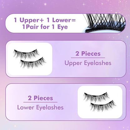 Magnetic Eyelashes with Applicator, Magnetic Eyelashes Natural Look,Reusable Magnet Lashes No Glue Needed Soft Lashes Kit(Natural)