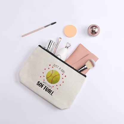 Softball Gifts Makeup Bag Inspirational Gifts for Women Her Softball Lovers Mom Sister Birthday Gifts for Female Coworker Friend BFF Besties