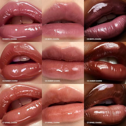ENTROPY Makeup 2-in-1 Charm Shiny Glowy Lip & Cheek Gloss Tint Keychain, High Pigment Glossy Lip Color & Plumping Gloss, C2 Water Rose Charm