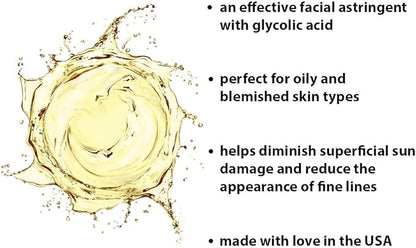 RAYA Eucalyptus Astringent with AHA 8 oz (G-207) | Exfoliating Glycolic Facial Toner for Oily and Break-Out Skin | Helps Balance pH and Dry Up Blemishes | Made with Alpha Hydroxy Acids