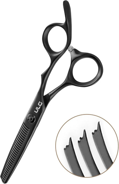 ULG Texturizing Shears – Professional Stainless Steel, Ergonomic Offset Handles, Teflon Coated, Deer Tooth Blades for Precise Thinning and Layering, Ideal for Stylists and Barbers