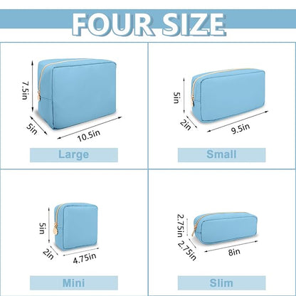 Small Makeup Pouch for Purse, Nylon Travel Toiletry Storage Pouch Cute Preppy Cosmetic Bag for Women Girls, Waterproof Makeup Organizer Skincare Bag Purse with Zipper (Small-Periwinkle)