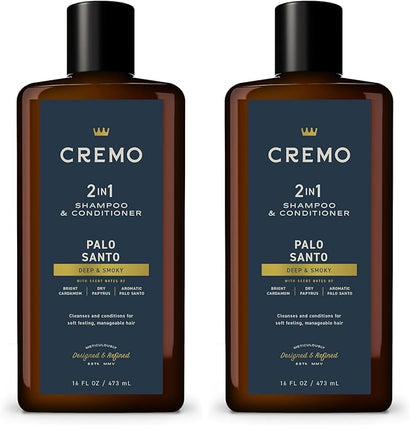 Cremo Reserve Collection 2-in-1 Shampoo & Conditioner | Palo Santo | Barber Grade | 16 Oz | Pack of 2
