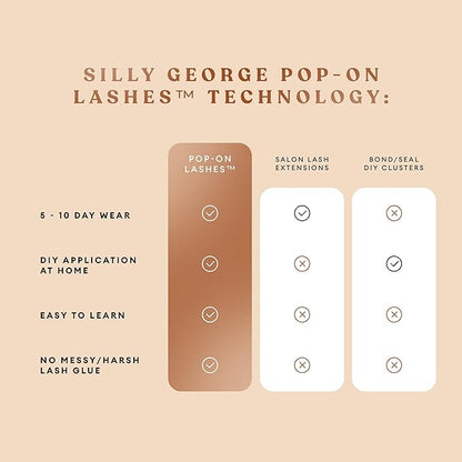 Silly George Pop-On Lashes - DIY 1-Step Pre-Glued Faux Eyelash Clusters, Natural Look Extensions, Brown - Blush, 5-7 Pair Set, Pack of 60 Clusters