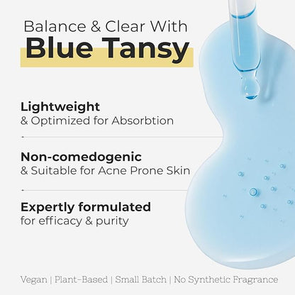 Yellow Bird Balancing Blue Tansy Face Oil 2 oz / 59 ml – Skin Glowing Serum. Collagen Support. Promotes Clear Skin Naturally. Wrinkle, Blemish & Pore Minimizer. Natural, Vegan Facial Moisturizer.