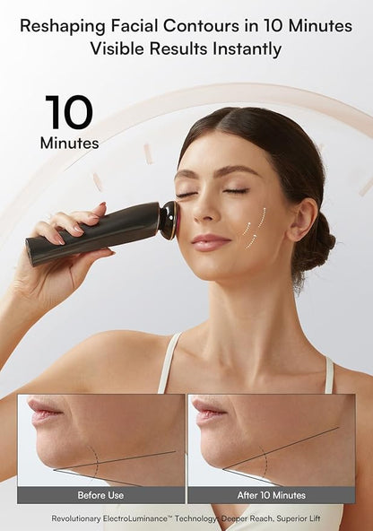 INIA 3-in-1 Red Light Therapy for Face and Neck Beauty Device for Puffiness & Skin Firming Skincare Tool (Black)
