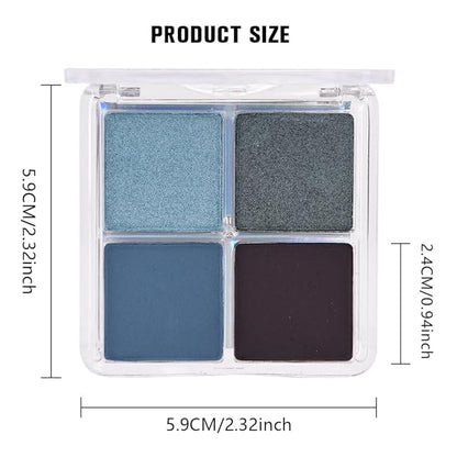 evpct Eyeshadow Quad Palette, Dark Teal Sky Navy Cyan Blue Mauve Purple Taupe Glitter Shimmer Metallic Matte High Pigment Mini Eye Shadow Palette Makeup for older Women Smudge Proof Vegan Cruelty-free