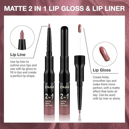 evpct 1Pcs Neutral Mauve Matte Lip Liner and Liquid Lipstick Stain Makeup Set for Women, Mauve Long Lasting Smudge Proof Lipstick labiales matte mate larga duracion listip 24 hours originales, 34#