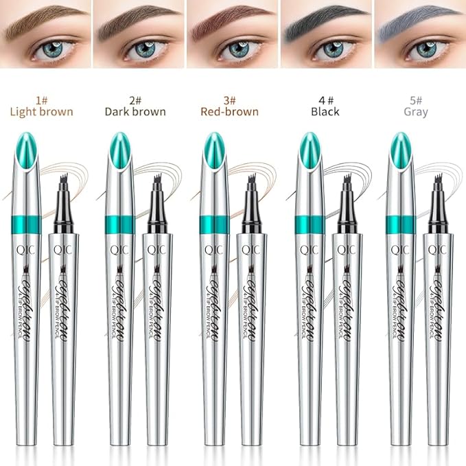 Microblading Eyebrow Pencil, Eyebrow Pen with an Upgrade Micro-Fork Tip Applicator, Waterproof Microblading Brow Pen,Last All Day, Brow Pencil for Natural Looking Brows Makeup (Reddish Brown)