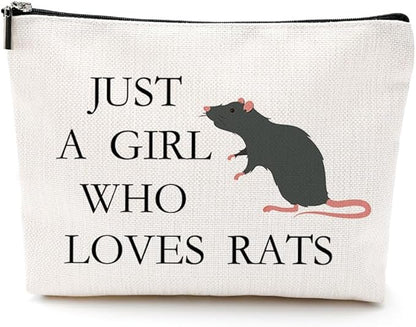 VICBOU Cute Rat Makeup Bag Rat Gifts for Women Girls Rats Decor Stuff Merch for Animal Lovers Funny Christmas Birthday Gift for Teens Best Friend Daughter BFF Sister Bestie Cosmetic Bag