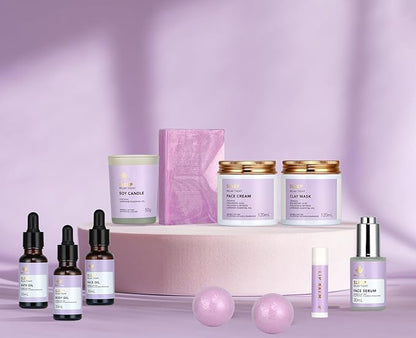 Skin Care Set for Women, 28Pcs Skin Care Kit includes Face Cream, Essential Oil, Scented Candle, Lavender Scented, Spa Birthday Gifts for Women, Mother's Day Gift