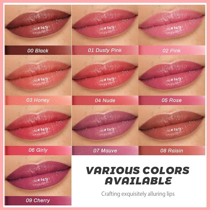 evpct 2Pcs Mauve Plum Cherry Honey Lipstick Tinted Lip Balm, Sheer Hydrating Shine Tinted Lipstick for Women, Moisturizing Lip Color, Nourishing Tinted Lip Balm Plumper Gloss Stain Glossy Shiny Finish