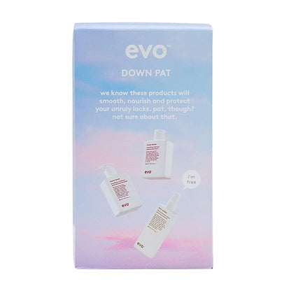 Evo Down Pat Hair Care & Styling Gift Set Full Size Mane Tamer Smoothing Shampoo, Conditioner & Free Icon Welder Heat Protectant Spray