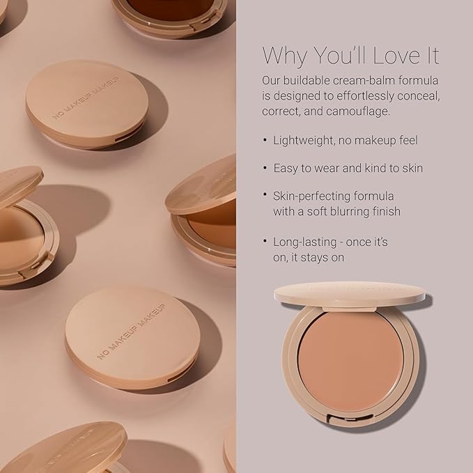 No Makeup Makeup Long-Lasting Lightweight Foundation & Brush Duo | Cruelty-Free, Fragrance-Free, Buildable, Transfer-Proof Makeup (Medium)