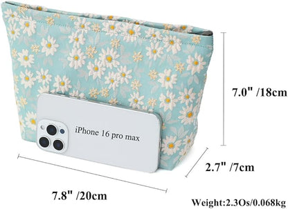 Floral Jacquard Makeup Bag - Large Capacity Cosmetic Pouch & Travel Toiletry Organizer with Zipper, Perfect for Daily Use, Gift Ideas for Women, Durable and Stylish Make Up Bag