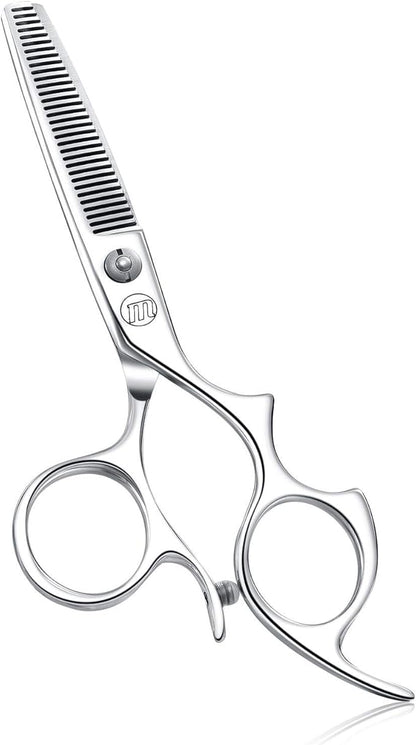 Moontay 5.5" Hair Cutting Shears with Large Finger Holes, Professional Barber Stylist Thinning Shears, Salon Hair Cutting Scissors, 440C Japanese Stainless Steel, Silver