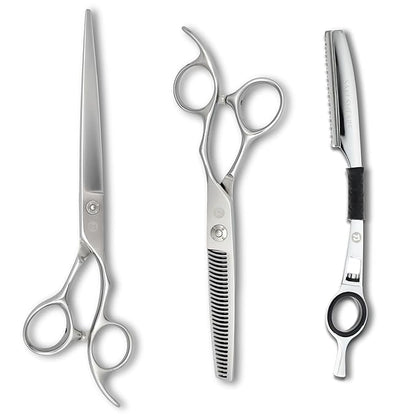 Saki Ha Professional Hair Shears Set 7.0 Inch - Includes Hair Scissors, Thinning Shears and Razor - Handmade from Japanese Steel