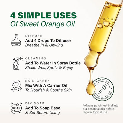 KUKKA Orange Essential Oils - 4 Fl Oz - for Hair, Skin, Diffuser, Aromatherapy & DIY Soap Making Scent