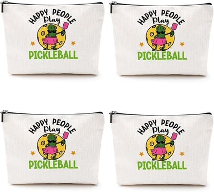 4pcs Funny Pickleball Gifts Makeup Bag, Ball Player Cosmetic Bag Ball Lover with Zipper Pouch Accessories Pickleball Lover Gifts for Girls Women Fans Player Mom Sister Christmas Birthday Gifts