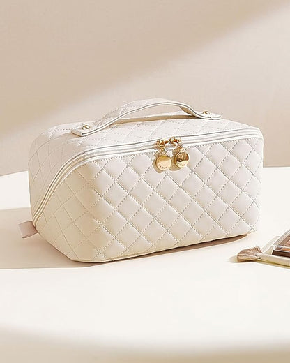EACHY Travel Makeup Bag,Large Capacity Cosmetic Bags for Women,Waterproof Portable Pouch Open Flat Toiletry Bag Pattern Makeup Bag