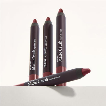 VASANTI Matte Crush Lipstick Pencil – Peachy Keen Natural Peach – Soft, Velvety Matte Finish, Waterproof, Smooth Application – Natural, Vegan, Paraben-Free Lip Color