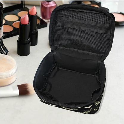 Goth Makeup Bag Black, Gothic Moth Butterfly Makeup Organizer Bags Toiletry Bag Box Travel Cosmetic Bag Make Up Train Case for Women Teen Girl Ladies