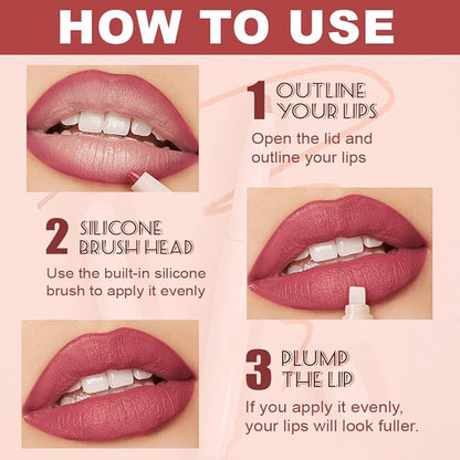 SUAKE Plump Matt Lipstick Lipliner Pencil Pack,Waterproof Crayon with Silicone Smudger for Define Contours & Sculpting Lip, Longwear Moisture Smooth Creamy Formula for Lip Makeup (02# Press)