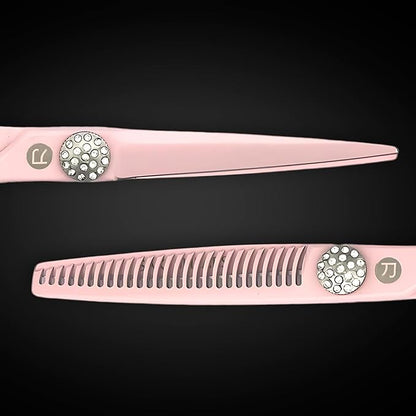 Pink Swivel Hair Scissors Set for Professional Use - 440C Stainless Steel w/Pink Titanium Finish - Sharp, Durable (5.5" Swivel Set)