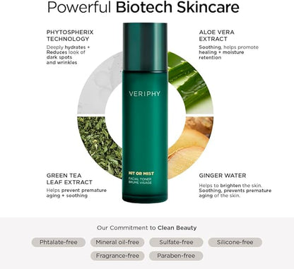 Veriphy Hit or Mist Facial Toner | Ultra-Luxe Hydrating Mist | Soothes & Revives Skin for All Skin Types | Alcohol-Free | Boost Your Skincare Routine | Moisturizing Toner for face