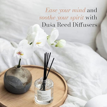 Duša Lemongrass Reed Diffuser & Sticks - 5 Fl Oz Essential Home Fragrance for Bathroom, Office & Living Spaces – Stylish & Long-Lasting Room Air Freshener - Ideal for Housewarming & Special Occasions