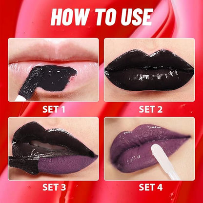 Dark Purple Lip Stain Peel off Lip Oil Dual Ended Combo Set, 2 in 1 Lips Liner Stain Oil Peel off Long Lasting Waterproof, High Pigmented Flawless Lips Tint Stick Not Faded Vegan & Cruelty-free 08#