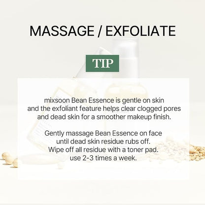 mixsoon Bean Essence 0.68 Fl. Oz. / 20ml Fermented beans Exfoliating Hydrating Moisturizer for Korean Glass Skin Care