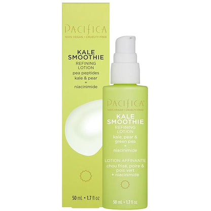 Pacifica Kale Smoothie Face Lotion, Refining Skincare, Face Moisturizer, Niacinamide, Vitamin C and E, Minimize Pores, Face Serum, For All Skin Types, Oily, Combination, Vegan, 1.7 fl oz (1 Count