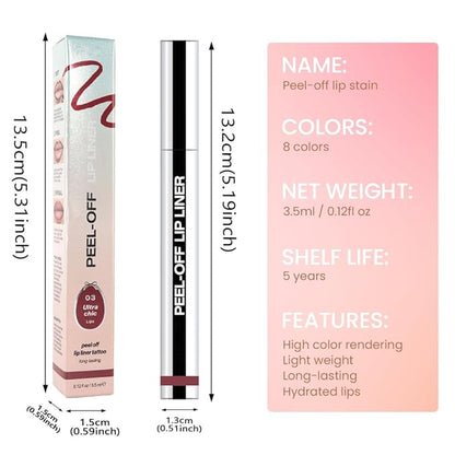Matte Lip Gloss Stain-Peel Off Lip Liner Tattoo, Brownish Red Peel-Off Lip Tint，Long Lasting Peel Off Lip Stain, Waterproof Transfer-proof Lip Mask Lip Liner Peel Off Lip Gloss,Stayn Lip Makeup.03#