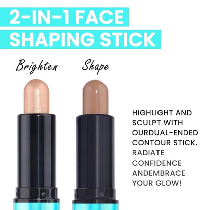 evpct 2in1 Face Shaping & Contouring Stick Cream Contour Concealer Bronzer Stick Makeup Kit for Beginner Face Highlighter Makeup Stick contorno maquillaje de maquillaje profesional,NEW Rich