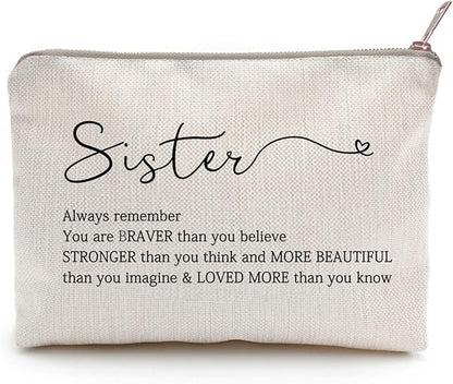 LICOBG Sister Birthday Gift Makeup Case Self-Worth Cosmetic Bag Positive Affirmation Toiletry Bag Gift Motivation Quotes Sister Gift