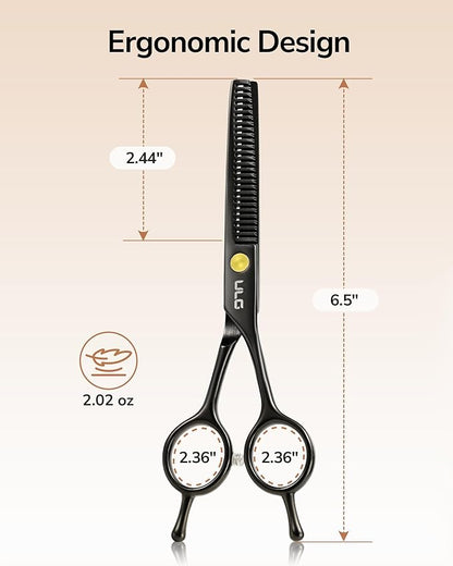 ULG Professional Thinning Shears for Hair Cutting - 6.5’’ Hair Thinning Scissors, Ultra Sharp Japanese Stainless Steel, Ergonomic Handle for Barbers, Stylists, Salon & Home Use, Black