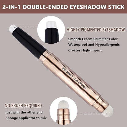 White Eyeshadow Stick and Buildable Eye Shadow Glitter Primer Palette Shimmer Pencil Long Lasting Waterproof Highlighter Pen Makeup Hypoallergenic Eye Liner Multi-Dimensional eyes Look