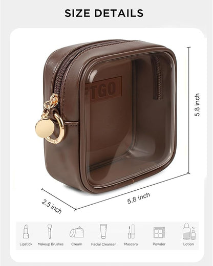 LETGO Small Cosmetic Bag for Purse Mini Makeup Bag for School Cute Clear Make Up Pouch for Travel Clear Cosmetic Bags Purse Essentials Make Up Bag for School Women Men (Mini Chocolate)