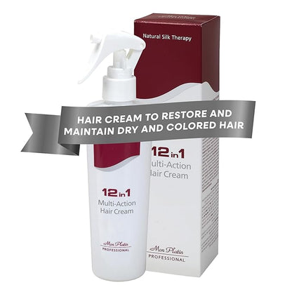 Mon Platin Professional Multi-Action Hair Cream with Black Caviar - 250 ml 12-in-1 Premium Leave In Conditioner Spray for Dry Damaged Hair - Repairing, Moisturizing, Smoothing, and Protecting